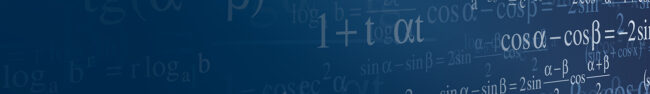 A blue background with many different equations written on it.